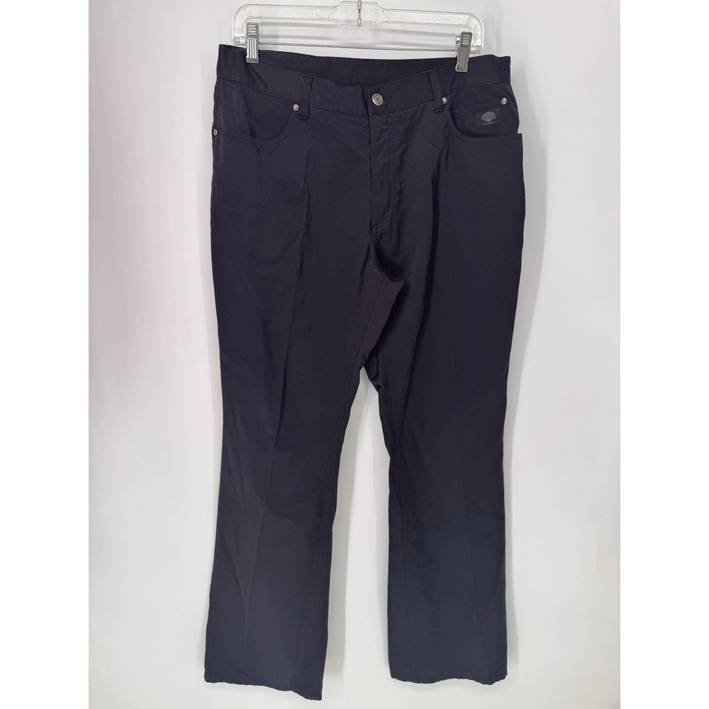 Harley Davidson Pants Women 12 Black Cotton Nylon Blend 5-Pocket Straight Leg